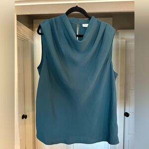 Aritzia Babaton Teal Sleeveless Draped Top